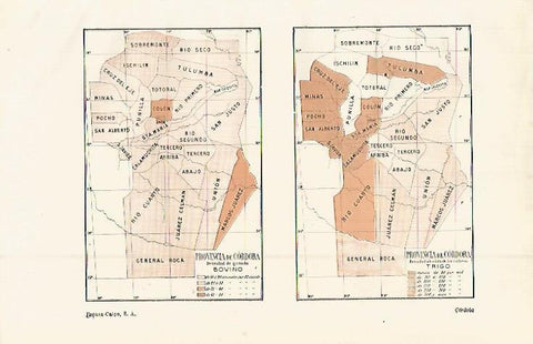 LAMINA ESPASA 14968: Mapa de la provincia de Cordoba Argentina