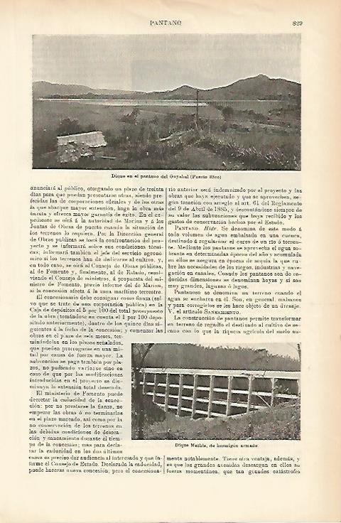 LAMINA ESPASA 1443: Dique en el pantano de Guyabal Puerto Rico
