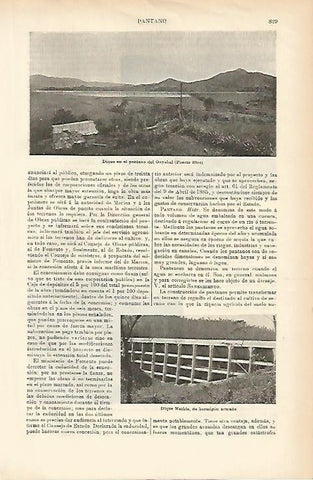 LAMINA ESPASA 1443: Dique en el pantano de Guyabal Puerto Rico