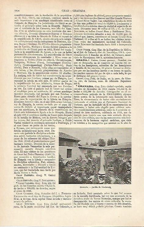 LAMINA ESPASA 16176: Jardin de Lindajara en Granada