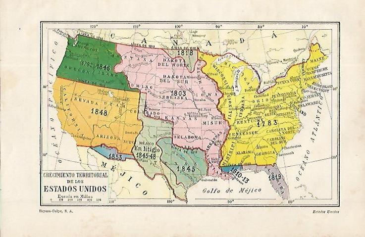 LAMINA ESPASA 16309: Crecimiento territorial de Estados Unidos