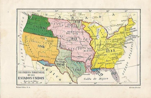 LAMINA ESPASA 16309: Crecimiento territorial de Estados Unidos