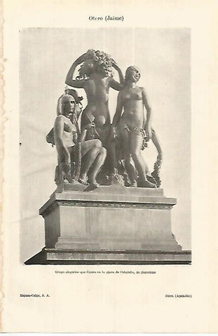 LAMINA ESPASA 17724: Escultura en la Plaza Cataluña de Barcelona