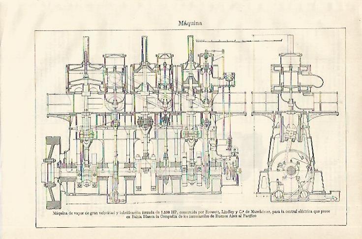 LAMINA ESPASA 18717: Maquina de vapor para la Compalia de Ferrocarriles de Buenos Aires
