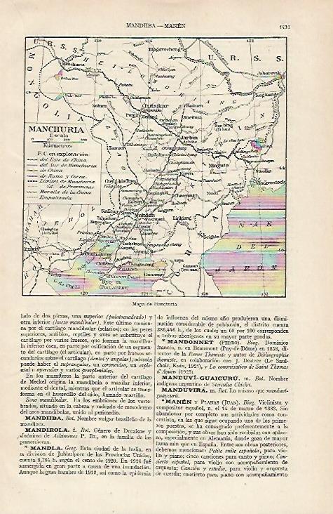 LAMINA ESPASA 19839: Mapa de Manchuria