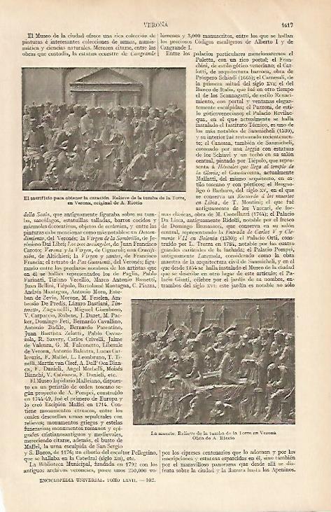 LAMINA ESPASA 6097: Relieves de A. Riccio en la Torre de Verona
