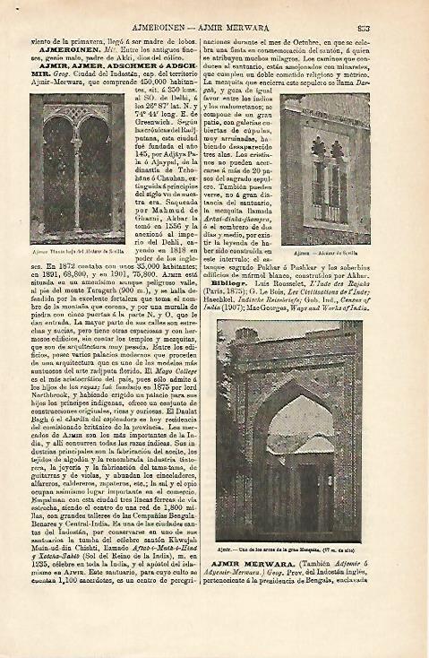LAMINA ESPASA 12720: Alcazar de Sevilla y Mezquita de Ajmir India