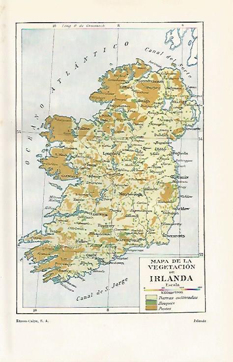 LAMINA ESPASA 20838: Mapa de la vegetacion de Irlanda