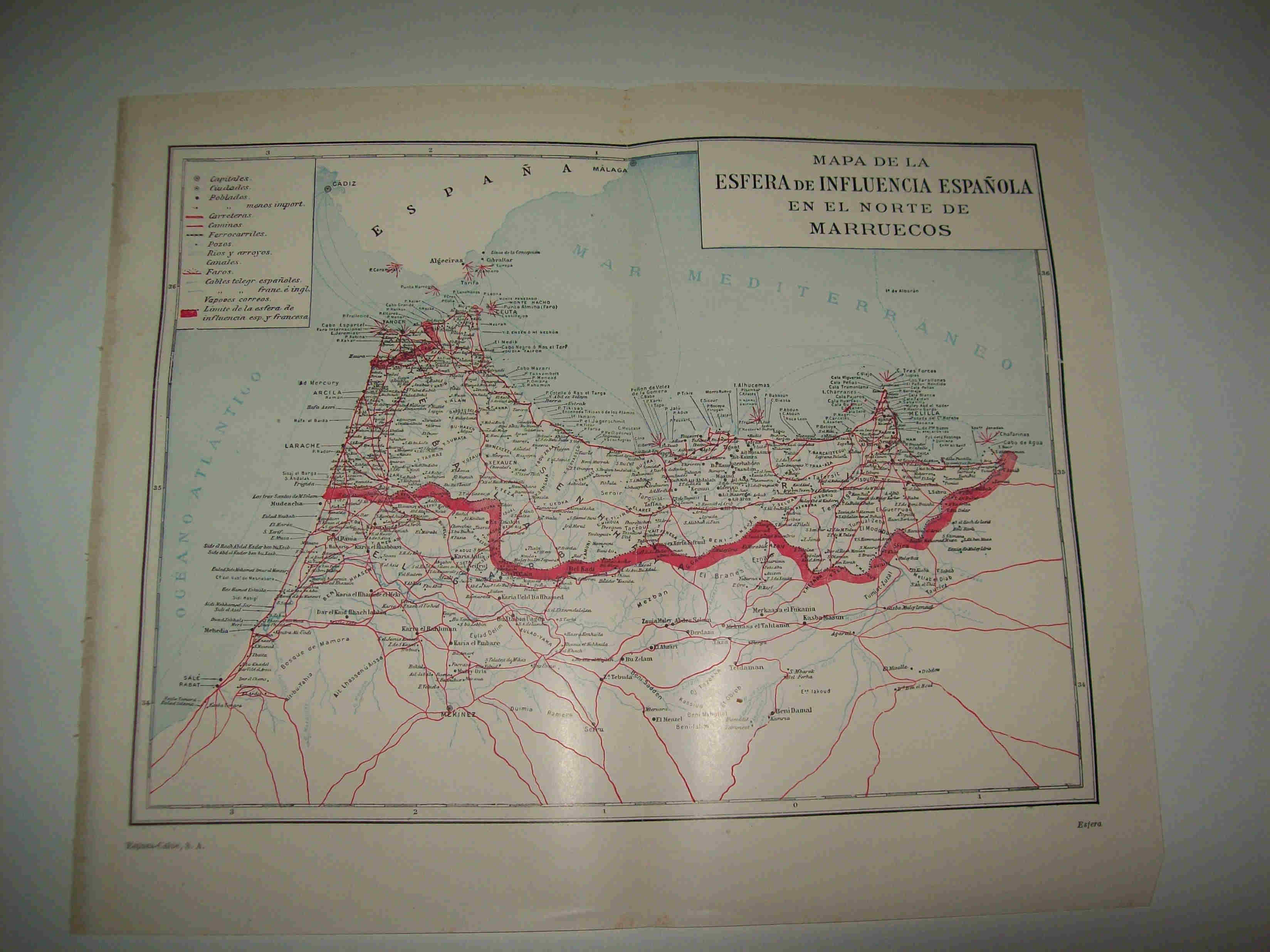 LAMINA ESPASA 16673: Mapa de la influencia española en el norte de Maruecos