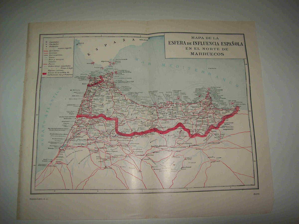 LAMINA ESPASA 16673: Mapa de la influencia española en el norte de Maruecos