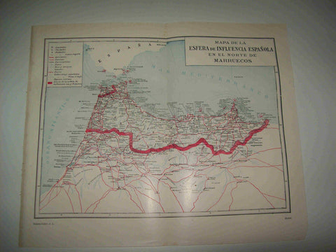 LAMINA ESPASA 16673: Mapa de la influencia española en el norte de Maruecos