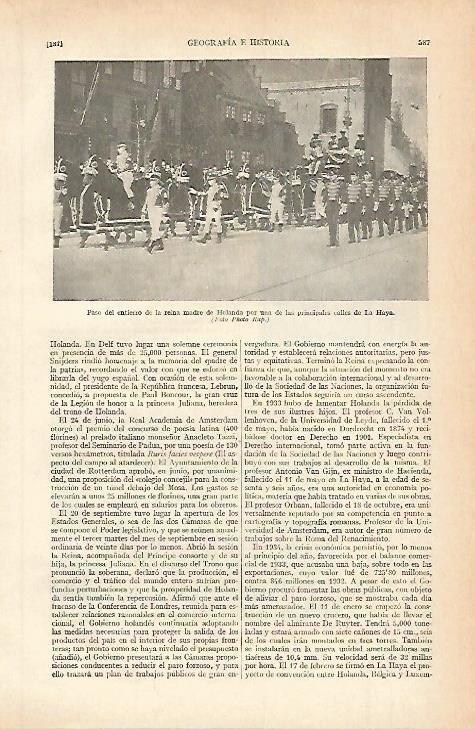 LAMINA ESPASA 798: Entierro de la Reina Madre de Holanda