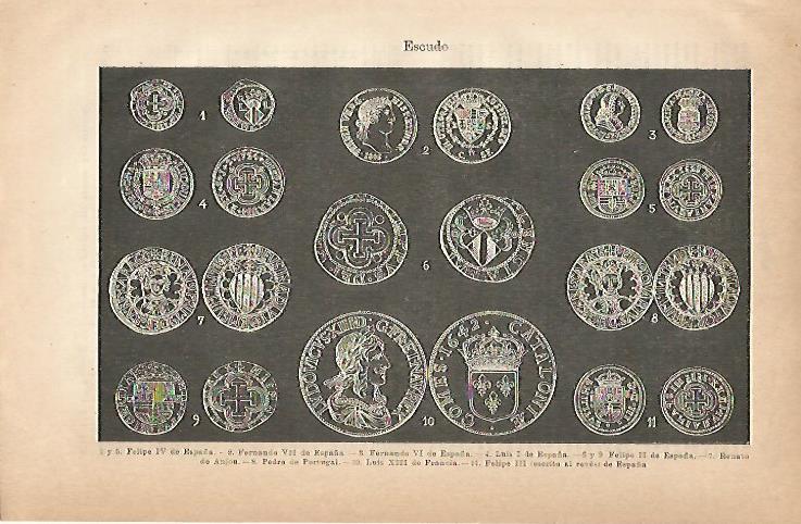 LAMINA ESPASA 18927: Escudos (monedas)