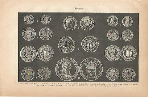 LAMINA ESPASA 18927: Escudos (monedas)