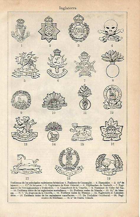 LAMINA ESPASA 4611: Emblemas de los regimientos britanicos