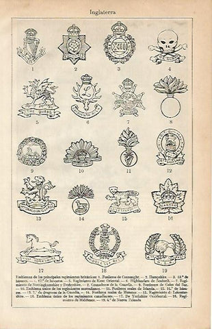LAMINA ESPASA 4611: Emblemas de los regimientos britanicos