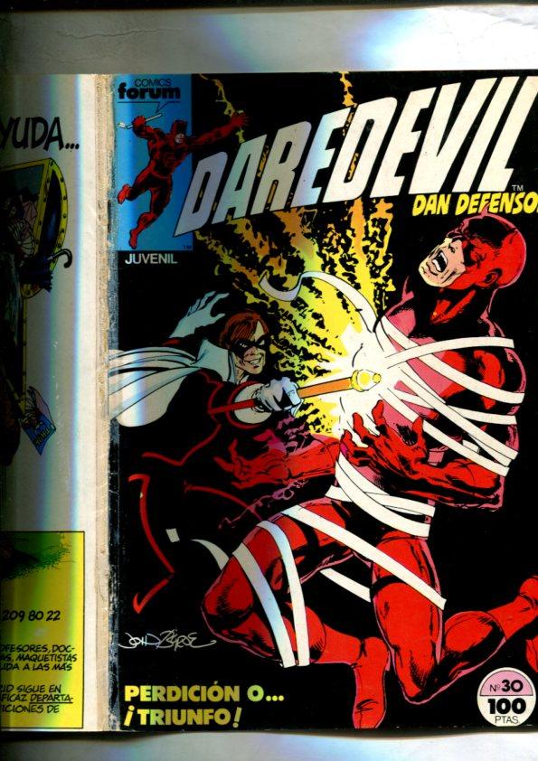 Daredevil (Dan Defensor) numero 30: procede de retapado (numerado 1 en trasera)