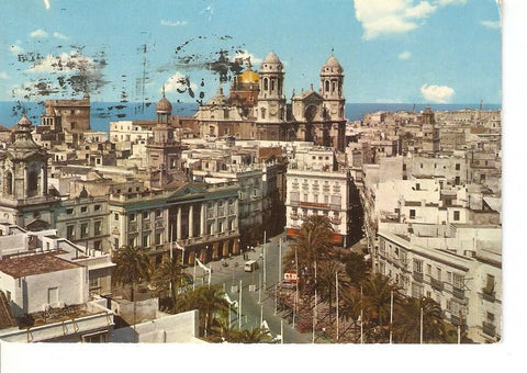 Postal 025767 : Playa San Juan de Dios Ayuntamiento y Catedral. Cadiz