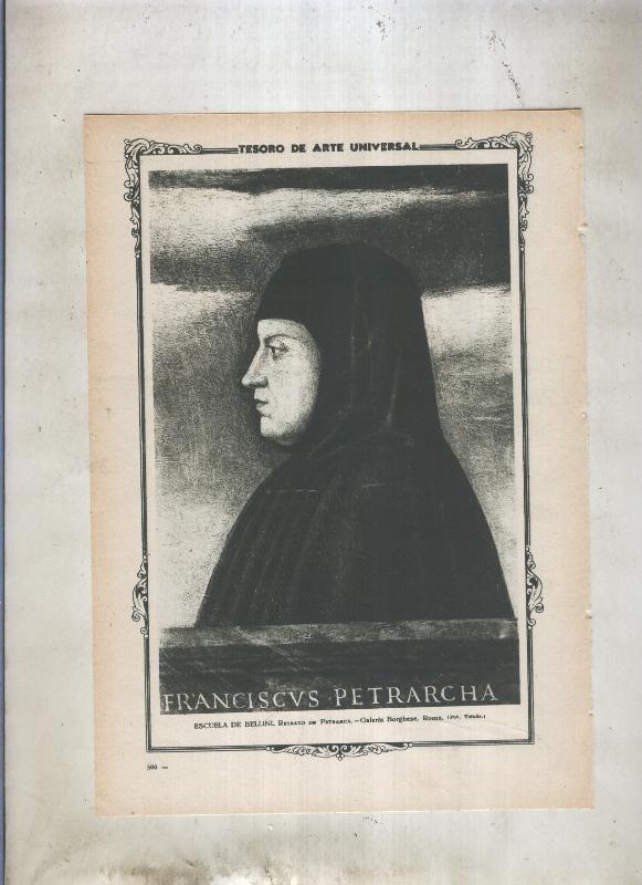 Lamina 006; Retrato de Petrarca de la escuela de Bellini
