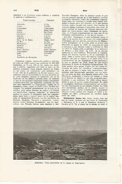 LAMINA SALVAT 80192: Tegucigalpa Honduras
