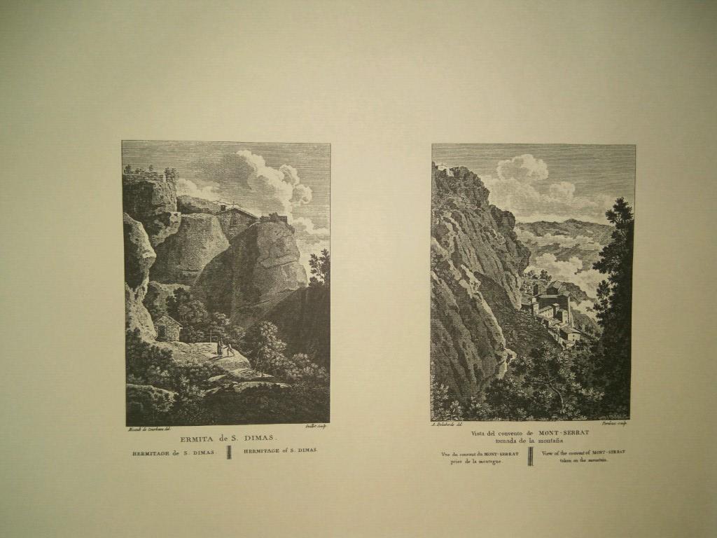 Lamina CATALOGNE, Numero 23: Ermita de SAN DIMAS y vista del convento de MONTSERRAT (1813)