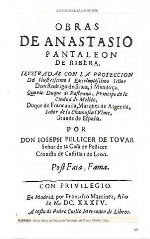 LAMINA COSSIO 51016: Portada de las obras de Anastasio Pantaleon de Rivera de 1634