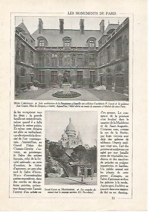 LAMINA 7401: Hotel Carnavalet y Sacre Coeur de Montmarte en Paris