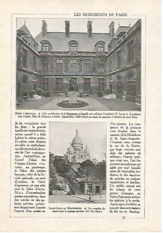 LAMINA 7401: Hotel Carnavalet y Sacre Coeur de Montmarte en Paris