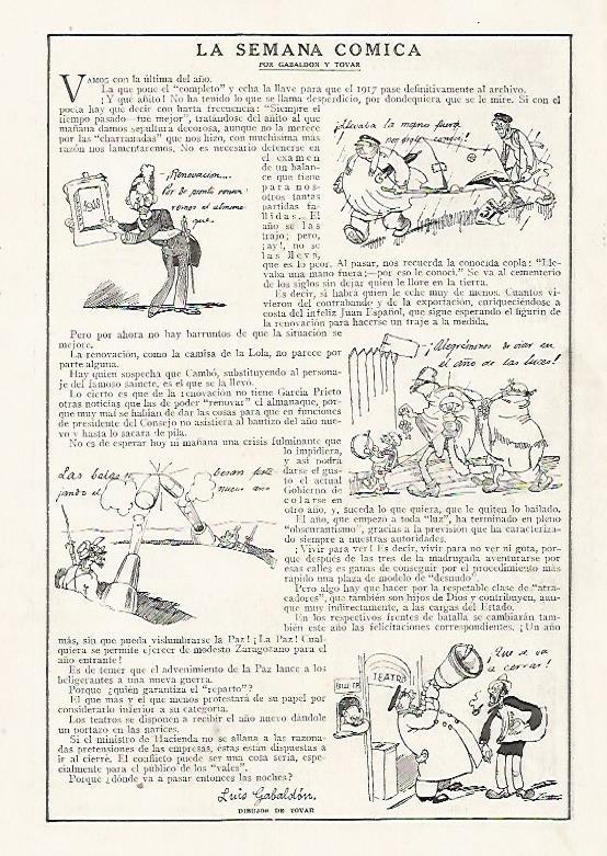 LAMINA BLANCO Y NEGRO 7420: La Semana Comica por Gabaldon y Tovar