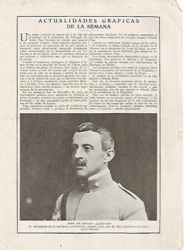 LAMINA BLANCO Y NEGRO 7438: Sidonio Paes presidente de Portugal