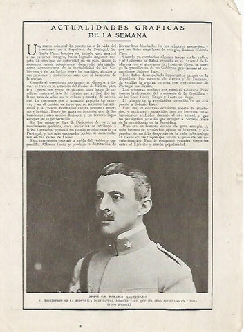 LAMINA BLANCO Y NEGRO 7438: Sidonio Paes presidente de Portugal