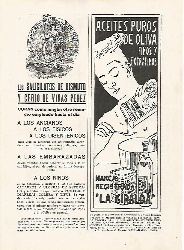 LAMINA BLANCO Y NEGRO 7466: Publicidad de La Giralda y Vivas Perez