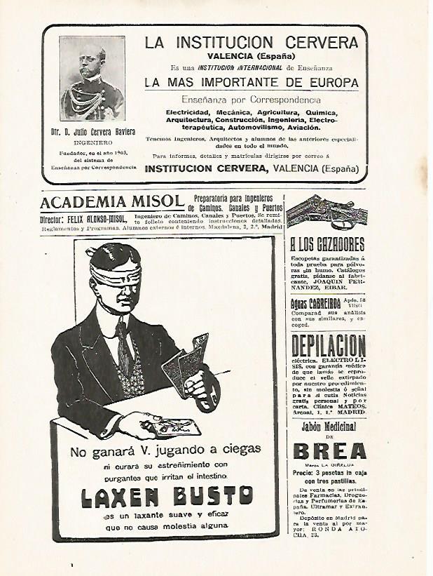 LAMINA BLANCO Y NEGRO 7467: Publicidad de La Institucion Cervera de Valencia