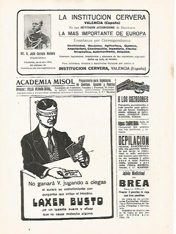 LAMINA BLANCO Y NEGRO 7467: Publicidad de La Institucion Cervera de Valencia
