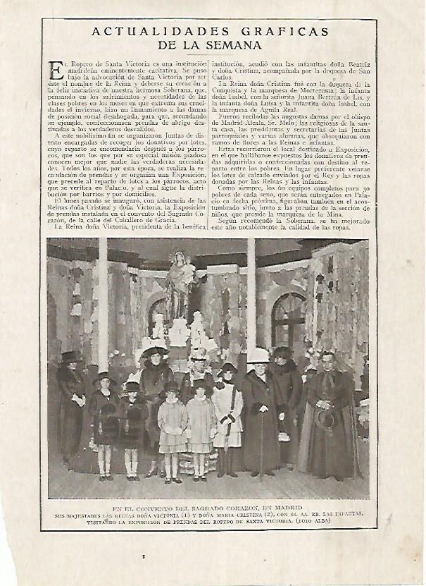 LAMINA BLANCO Y NEGRO 7479: Las reinas Victoria y Maria Cristina en el Convento del Sagrado Corazon de Madrid