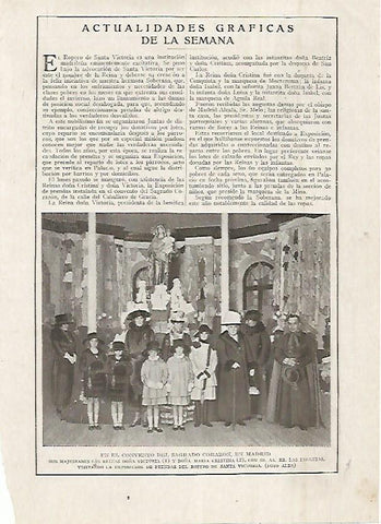 LAMINA BLANCO Y NEGRO 7479: Las reinas Victoria y Maria Cristina en el Convento del Sagrado Corazon de Madrid