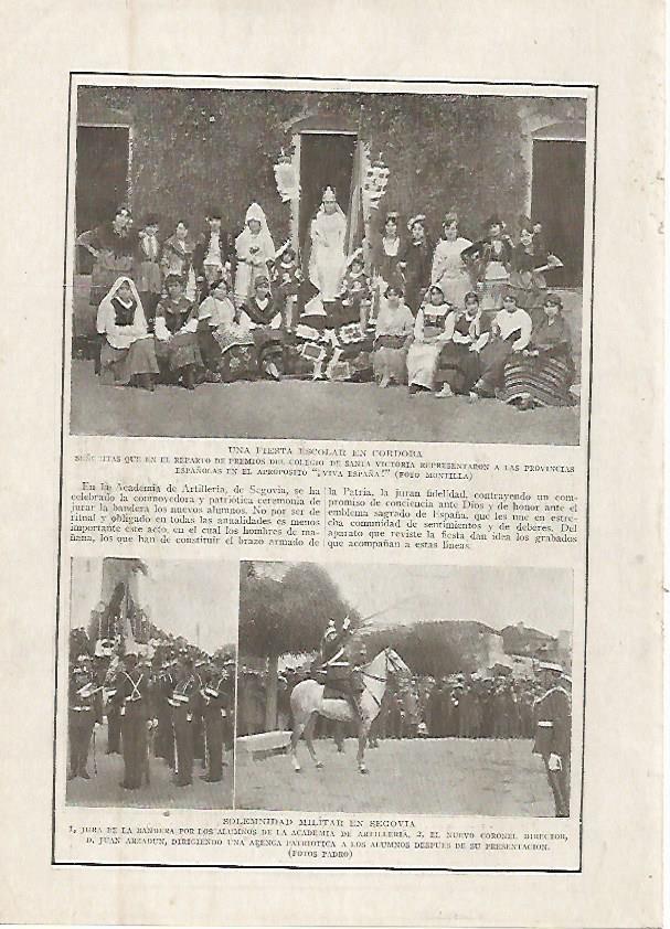 LAMINA BLANCO Y NEGRO 7480: Fiesta escolar en Cordoba y Celebracion militar en Segovia