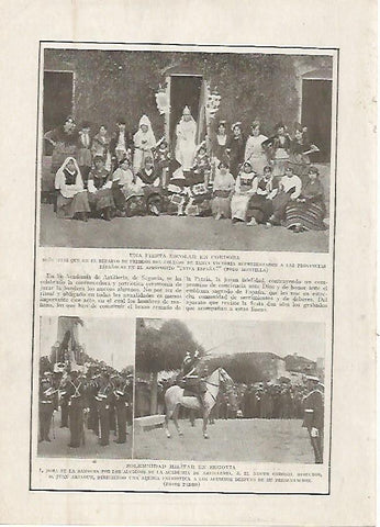 LAMINA BLANCO Y NEGRO 7480: Fiesta escolar en Cordoba y Celebracion militar en Segovia