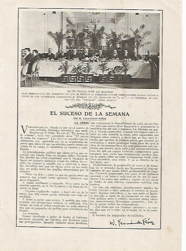 LAMINA BLANCO Y NEGRO 7482: Nombramiento de gobernadores en el Hotel Ritz de Madrid