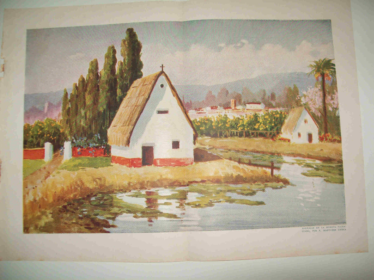 LAMINA BLANCO Y NEGRO 7493: Barracas en la huerta valenciana por F. Martinez Checa