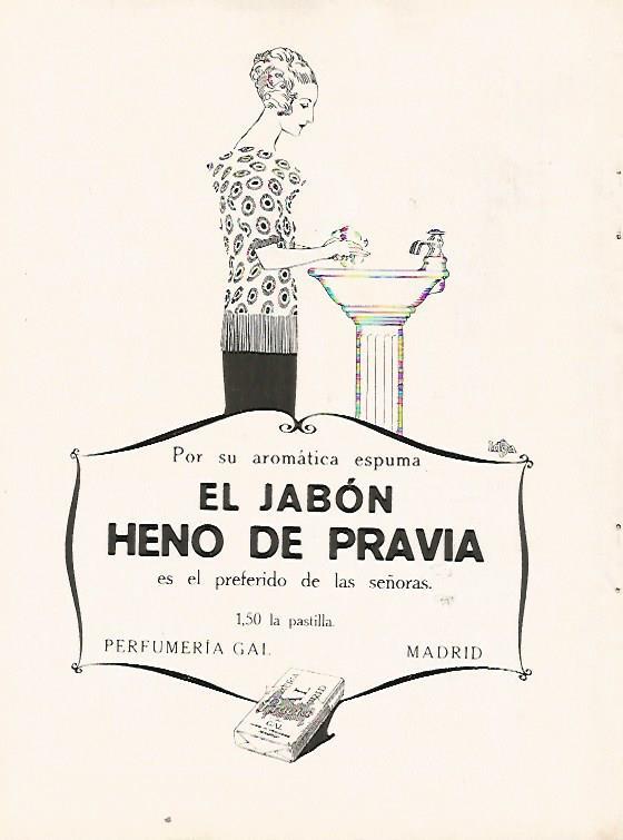 LAMINA BLANCO Y NEGRO 7500: Publicidad del jabon Heno de Pravia