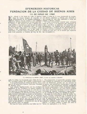 LAMINA BLANCO Y NEGRO 7503: La Fundacion de Buenos Aires por Moreno Carbonero