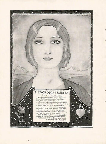 LAMINA BLANCO Y NEGRO 7505: Aunos ojos crueles por J. Ortiz de Pinedo