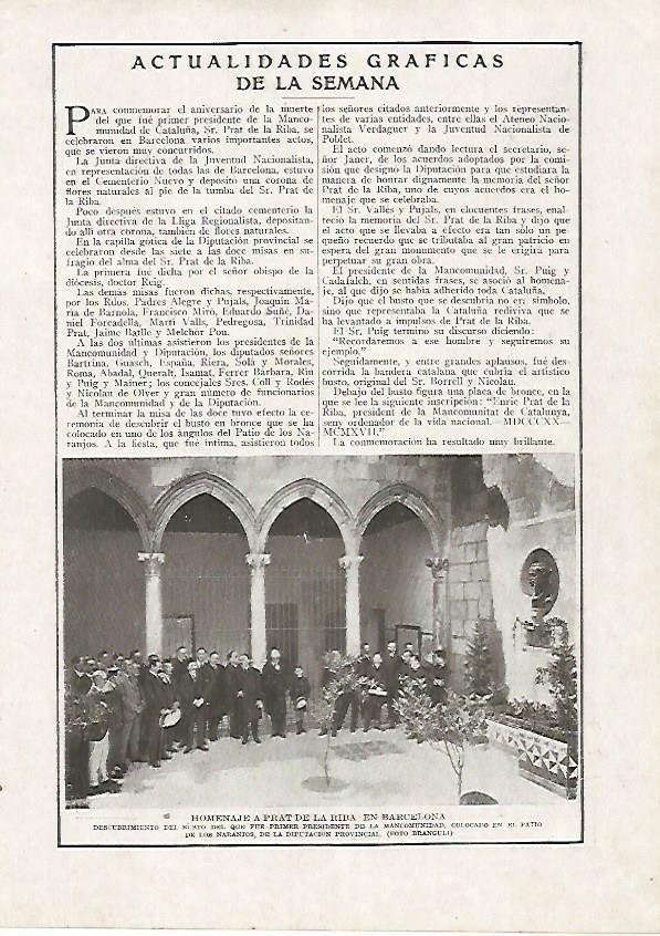 LAMINA BLANCO Y NEGRO 7540: Homenaje a Prat de la Riba en Barcelona