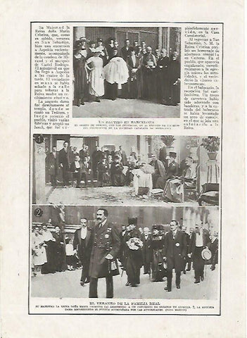 LAMINA BLANCO Y NEGRO 7541: Bautizo en Barcelona y Veraneo de la Familia Real 