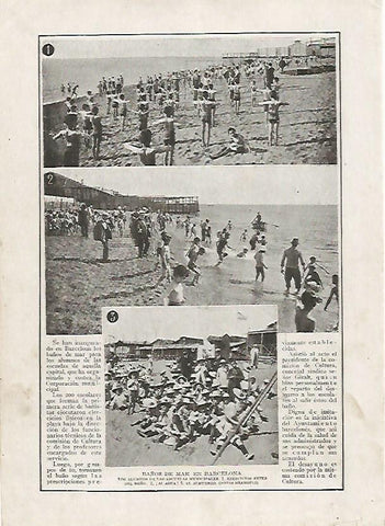 LAMINA BLANCO Y NEGRO 7543: Baños de mar en Barcelona fotos de Branguli
