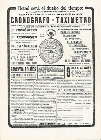 LAMINA BLANCO Y NEGRO 7596: Publicidad de Cronometro moderno
