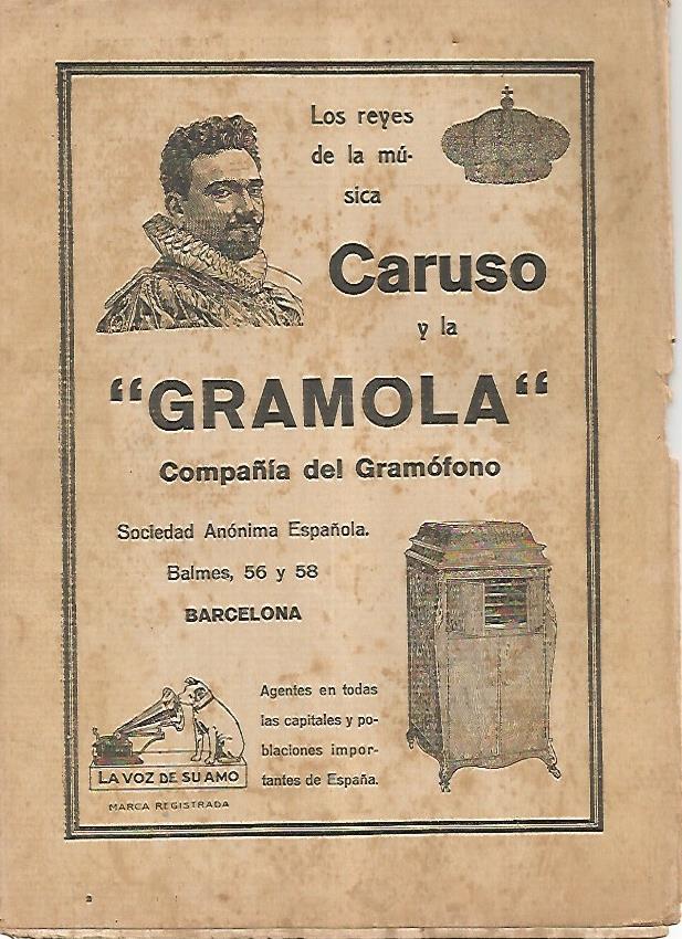 LAMINA BLANCO Y NEGRO 7599: Publicidad de Caruso y La Gramola