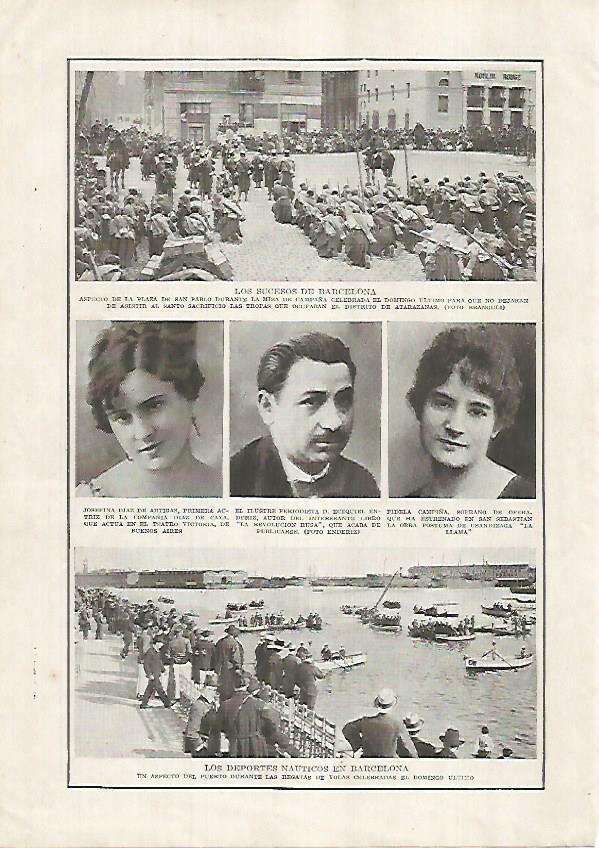 LAMINA BLANCO Y NEGRO 7608: Tropas en las Drassanes de Barcelona y Regatas en el puerto de Barcelona