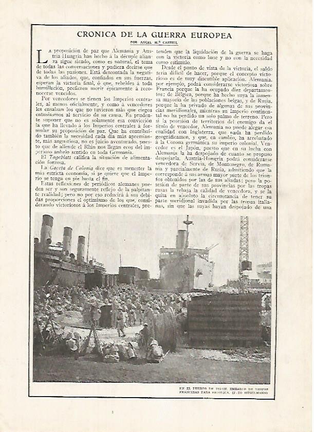 LAMINA BLANCO Y NEGRO 7621: Embarco de tropas francesas para Salonica